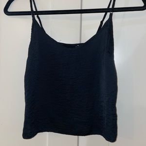 Silky Black Tank w/ Side Bow Tie Detail